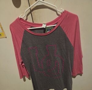 District Pink and Gray Raglan Tee